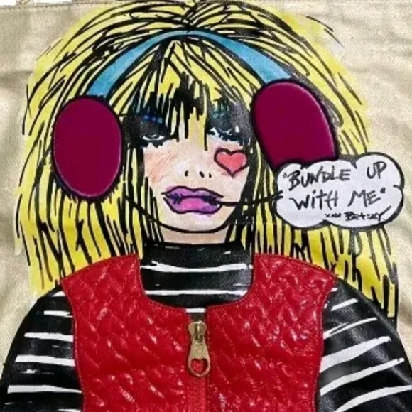 Betsey Johnson Rare Vintage "Bundle Up With Me" Gold Tote Bag | GUC - Picture 6 of 16